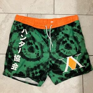 Hot Topic X Hunter Hunter Green and Orange Tie-Dye Swim Trunks